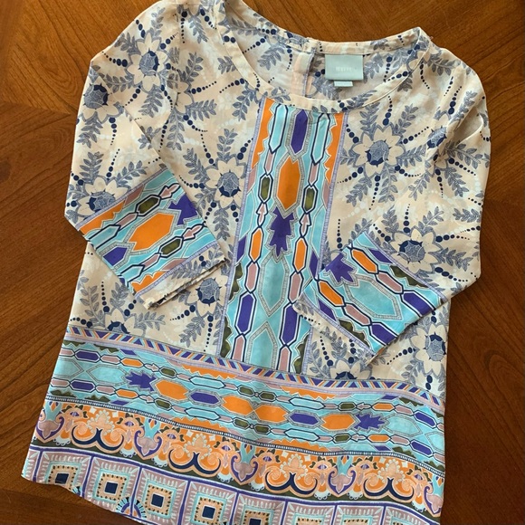 Maeve by Anthropologie Sidney 100% Silk Button Back Blouse Top Tunic Size 2 - Picture 1 of 6